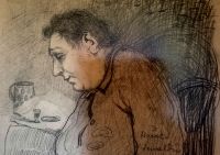 J. Hašek w gospodzie "U Invalidů", szkic Jaroslava Panuška, 1922